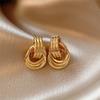 Gold  Color Knot Metal Hoop Earring For Women Shiny Plating Trendy Geometric Earring Cute Daily Wear Jewelry