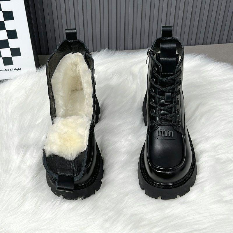Thick-soled heightening and velvet warm Martin boots women's autumn and winter new popular British style versatile short boots