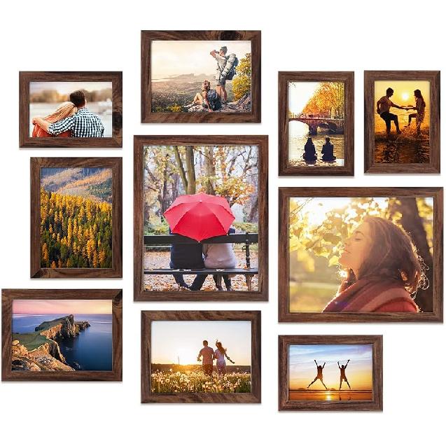 Giftgarden 10-Pack Black Picture Frames for Multiple Sizes Photos, Two 8x10, Four 5x7, Four 4x6, Multi Assorted Photo Frame for Collage Wall or