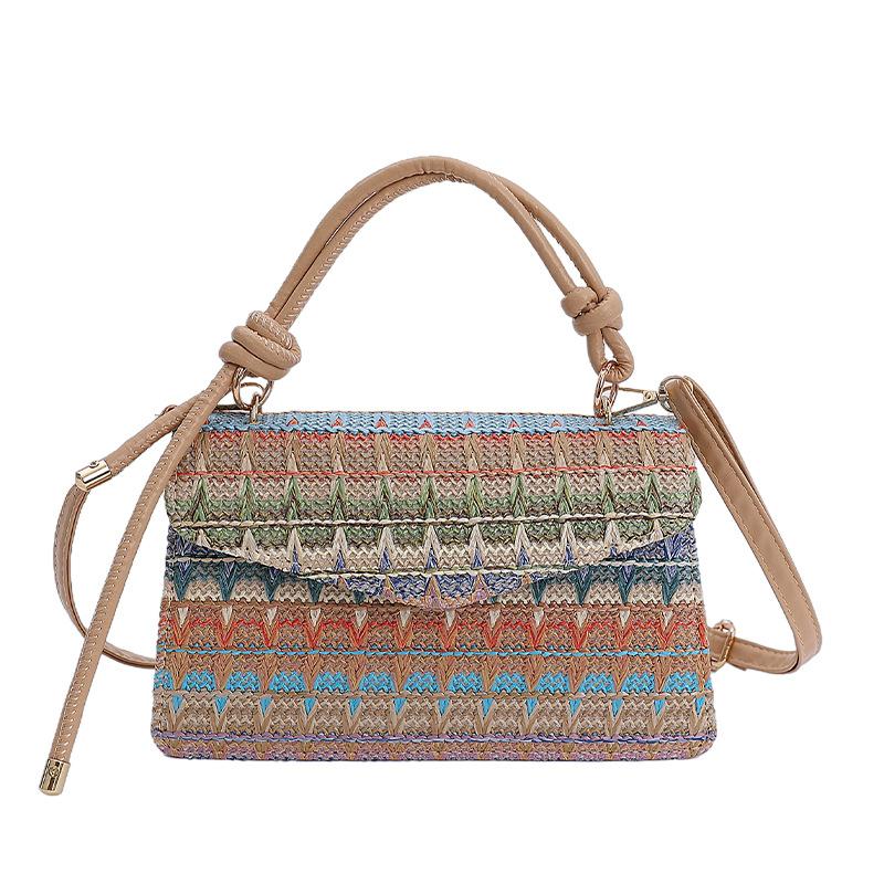 

Fashionable woven style small square bag women fashion handbag simple 2025 summer new shoulder cross-body bag