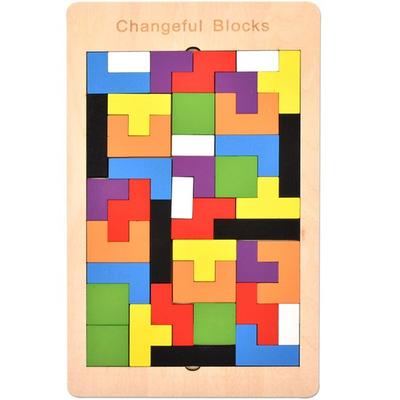 OzToy Wooden Tetris Tetromino Puzzle Set, Korean Popular Puzzles