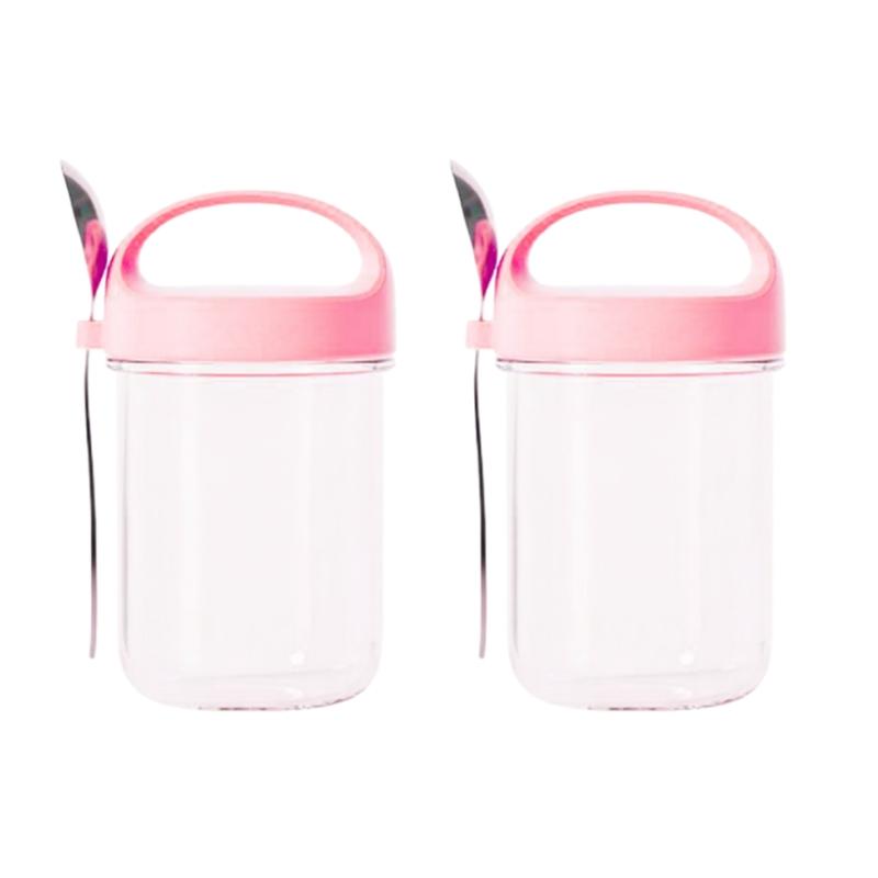 2Pcs Glass Yogurt Cup with A Wide Mouth, Sealed Jar for Overnight Oats, Smoothie Cup, A Breakfast Cup for Grains with A Spoon