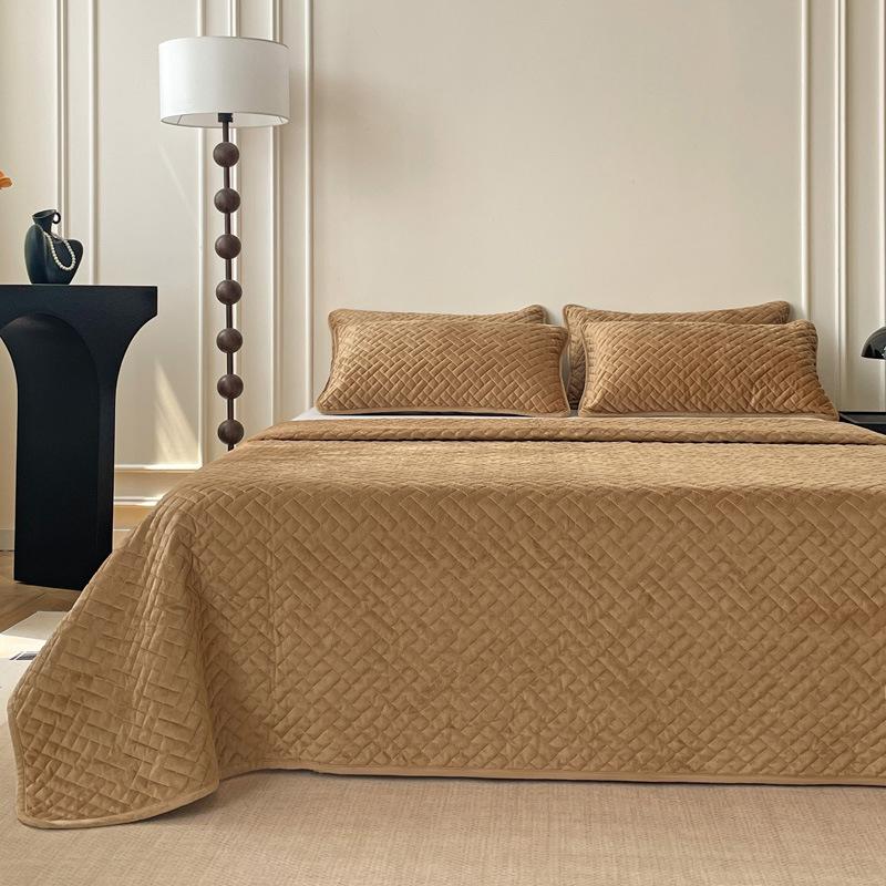 Crystal fleece padded cotton single bed cover cotton fleece dust cover double-sided use soft and comfortable tatami kang cover three-piece set