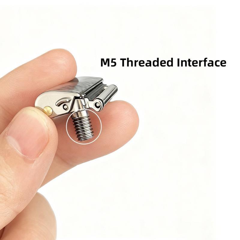 Men's Portable Manual Safety Razor Matte Black with Leather Case for Outdoor Camping Travel Shaving