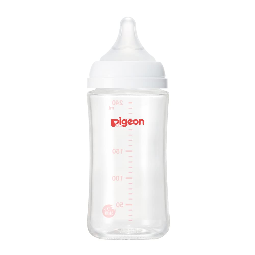 Pigeon Breastfeeding Feeling Baby for Ages 3 Months and Made of Glass That Cools Quickly and Is for Hygiene Bottle, 240ml, Up, Heat-resistant