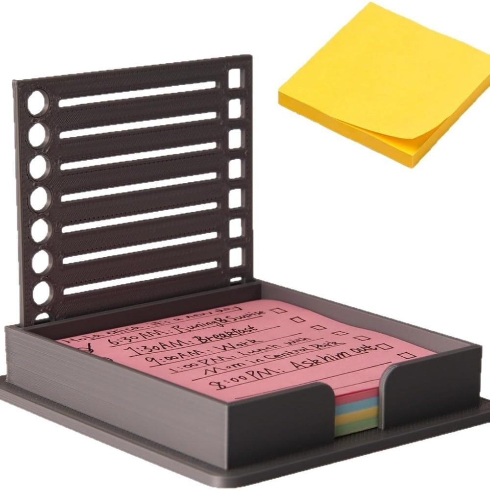 Black Memo Pad Organizer ABS Sticky Pads Dispenser Durable Notepad Holder Office Desk