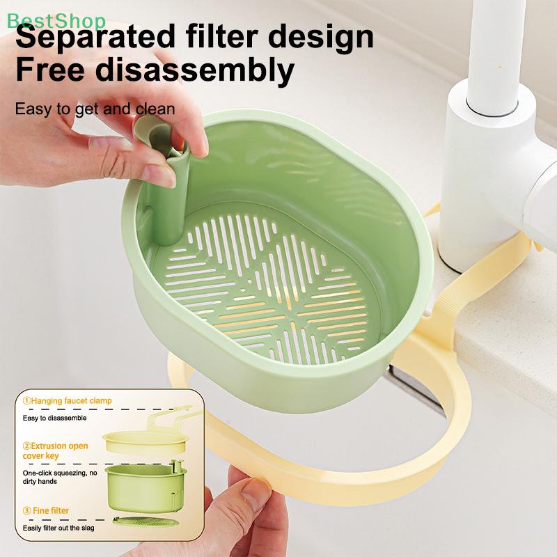 Sink Hanging Strainer Basket Openable Bottom Cover Detachable, Kitchen Garbage Filter Multifunctional Quickly Drain Basket