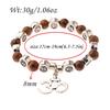 Natural Wood Beads Bracelet Women Men Yoga Meditation Prayer Om Pendant Wooden Jewelry Classic Sliver