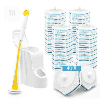 JEHONN Disposable Toilet Brushes and Replacement Brushes Toilet Brush with Case for and Basins (40 Refills), Wall-Mounted Sinks, Bathtubs, Mops,