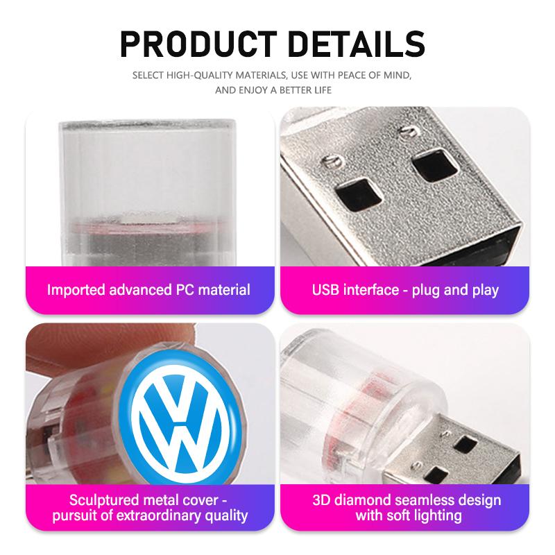 RUN1 For Volkswagen VW Colorful Car Ambient Light USB LED Atmosphere Lamp Portable Golf 4 5 6 7 Polo Jetta Sagitar Magotan Passat B5