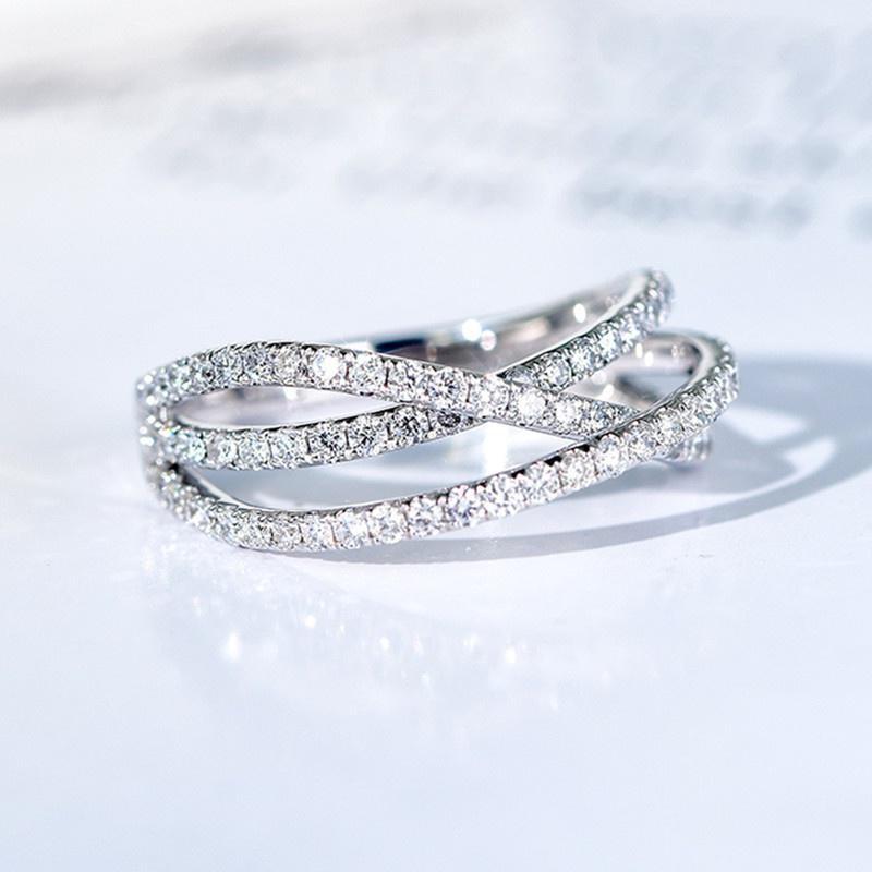CopperFashion Contracted Cross Ring for Women New Cubic Zirconia Sparkling Wedding Bands Accessories