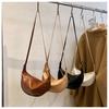 Women's Faux Leather Crescent Bag, Soft Dumpling Shoulder Crossbody Purse, Zipper Closure Handbag for Daily Use