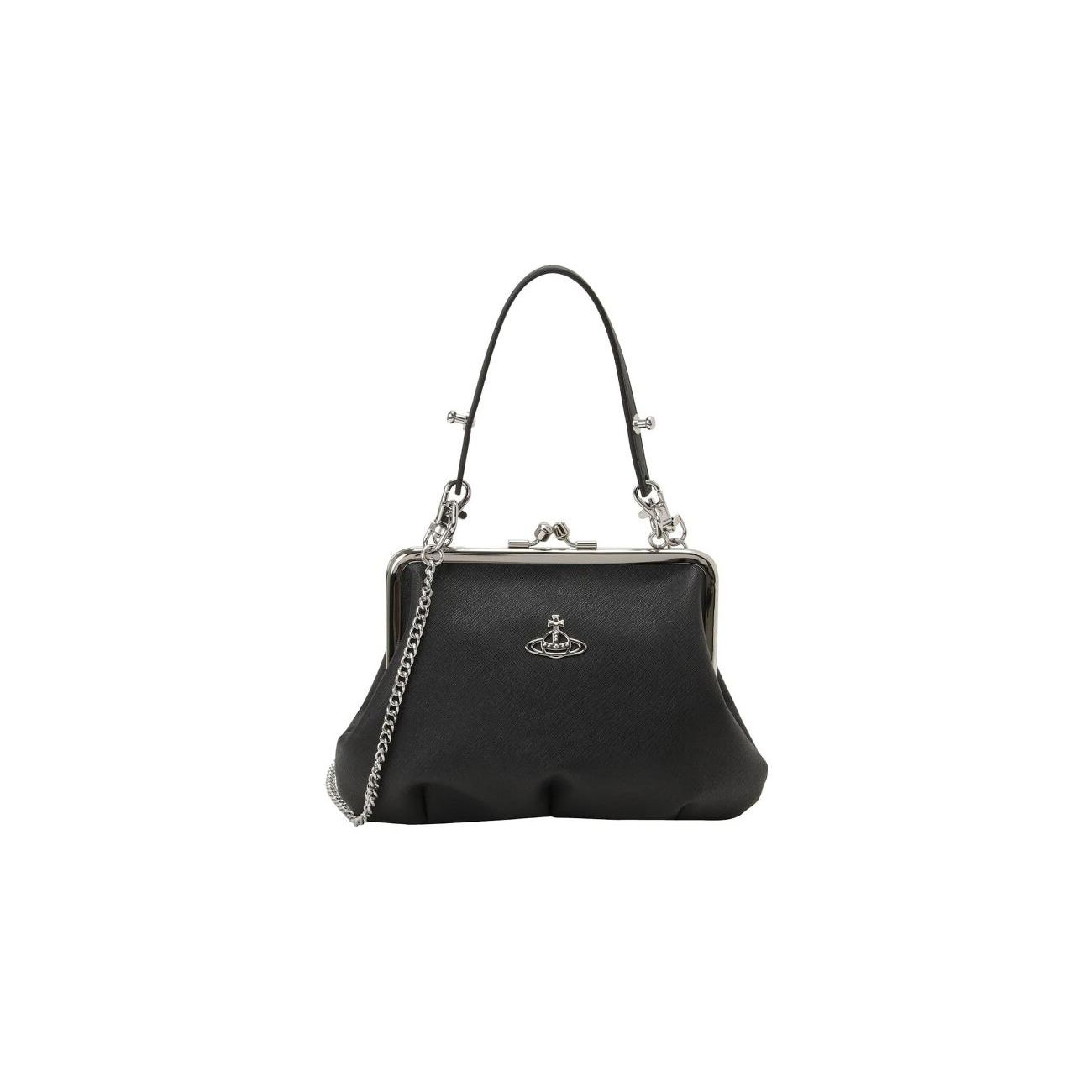 

Vivienne Westwood Saturn Logo Metal Trim Detachable Chain Shoulder Strap Synthetic Leather Handheld Shoulder Crossbody Wallet 52020003-S000B-N401 Shopping Bag Set(Basic Set+Shopping Bag)