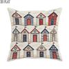 2D Flat 1pc Summer Beach House Nautical Throw Pillow Covers Red Blue Beige Cosy Decorative Pillowcases One Sided Printing for Living Room Bedroom Sofa
