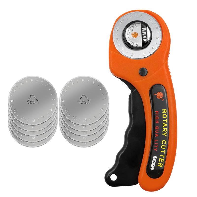 45mm Rotary Leather Cutter with Blades and Rubber Handle
