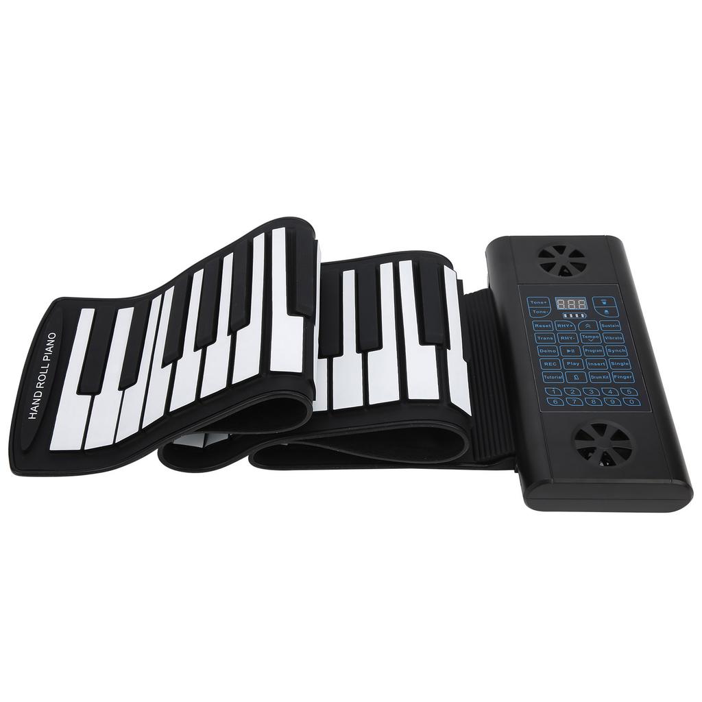 Soft Keyboard Piano 61‑Key Roll Up Silicone Rechargeable Dual Bluetooth Speakers 100‑240VUK Plug