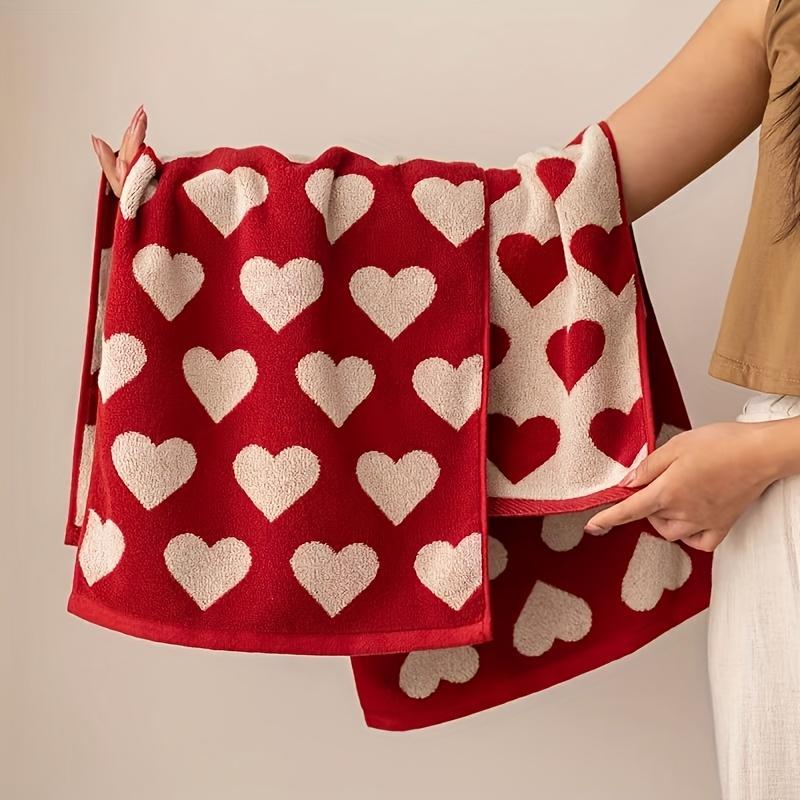 Heart Cotton Towel Red Soft Face Bath Towels Absorbent Shower Towel For Bathroom Adults Couple Wedding Valentine'S Day Gift