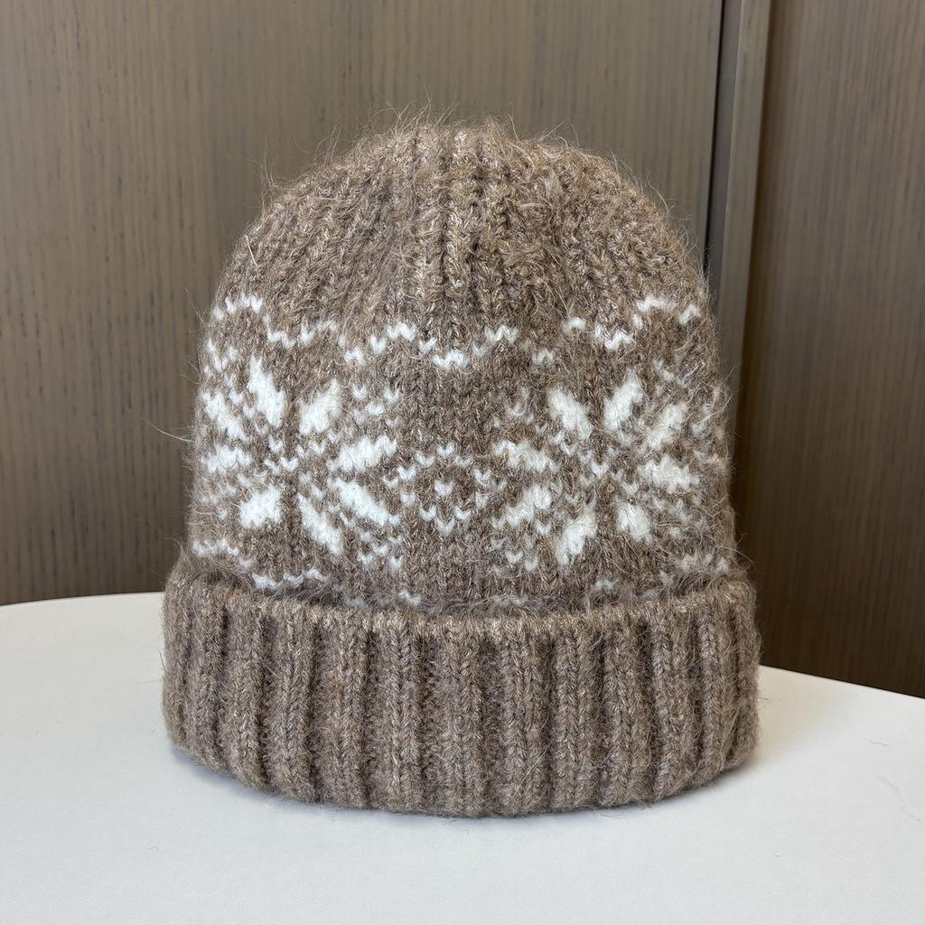 Japanese Retro Jacquard Wool Hat Women'S Warm Ear Protection Knitted Hat Versatile Warm And Cold-Proof Pullover Hat