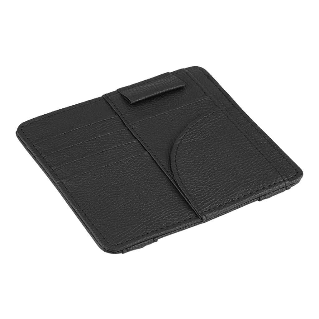 Multi functional Car Sun Visor Card Bill Holder Organizer PU Leather Storage Bag Black