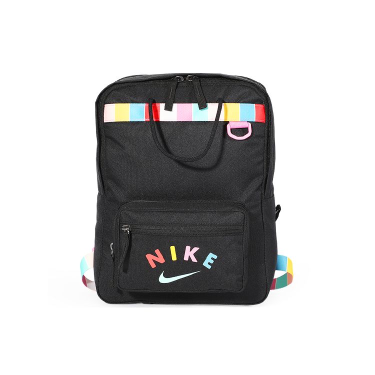 Nike Tanjun Rainbow Print Polyester Tote Backpack Women Backpack Black CQ7655-010 Black
