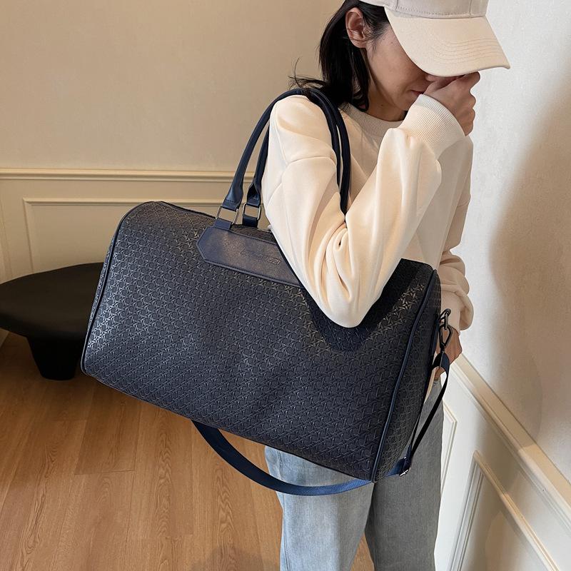 Men's and women's short-distance fitness bags for business trips, large-capacity fake woven plaid hand luggage bags, going out travel bags