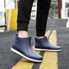 Fashion Men's Rain Shoes Medium Tube Rain Boots Non-slip Water Shoes Short Tube Fleece Rubber Shoes Kitchen Car Wash Fishing Work Shoes