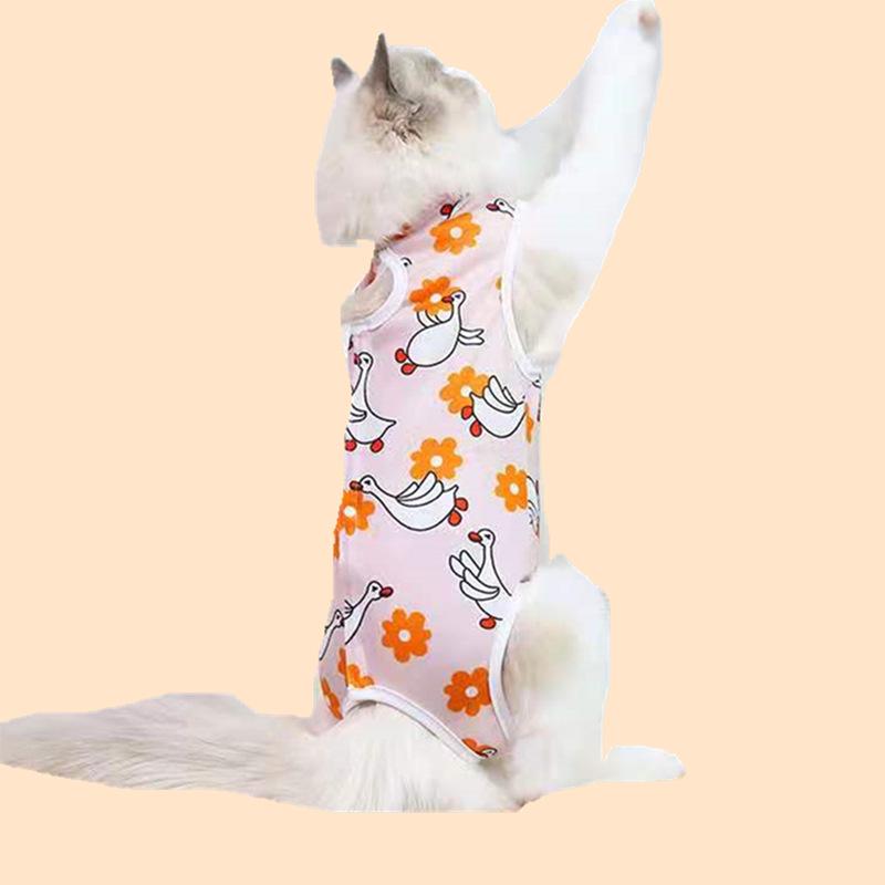 Haine Protective Post-Operatorii pentru Pisici - Anti-Mușcătură/Lins, Imprimeu Desen Animat