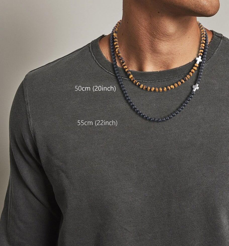 GAVU Tiger Eye Power Stone Cross Necklace for Men