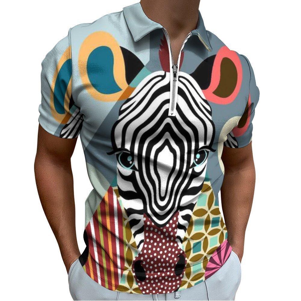 Casual Short-sleeve Polo with Rainbow Stripe Details, Trendy Men's Top.