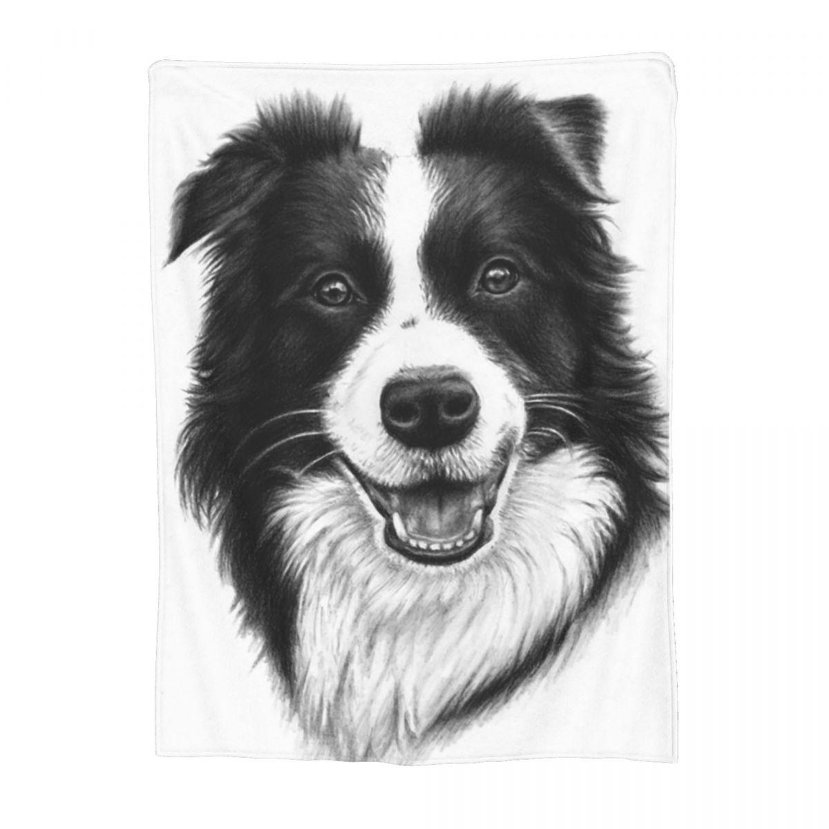 

Border Collie Smile Blanket Soft Warm Flannel Throw Blanket Bedspread for Bed Living room Picnic Travel Home Couch 30x40in