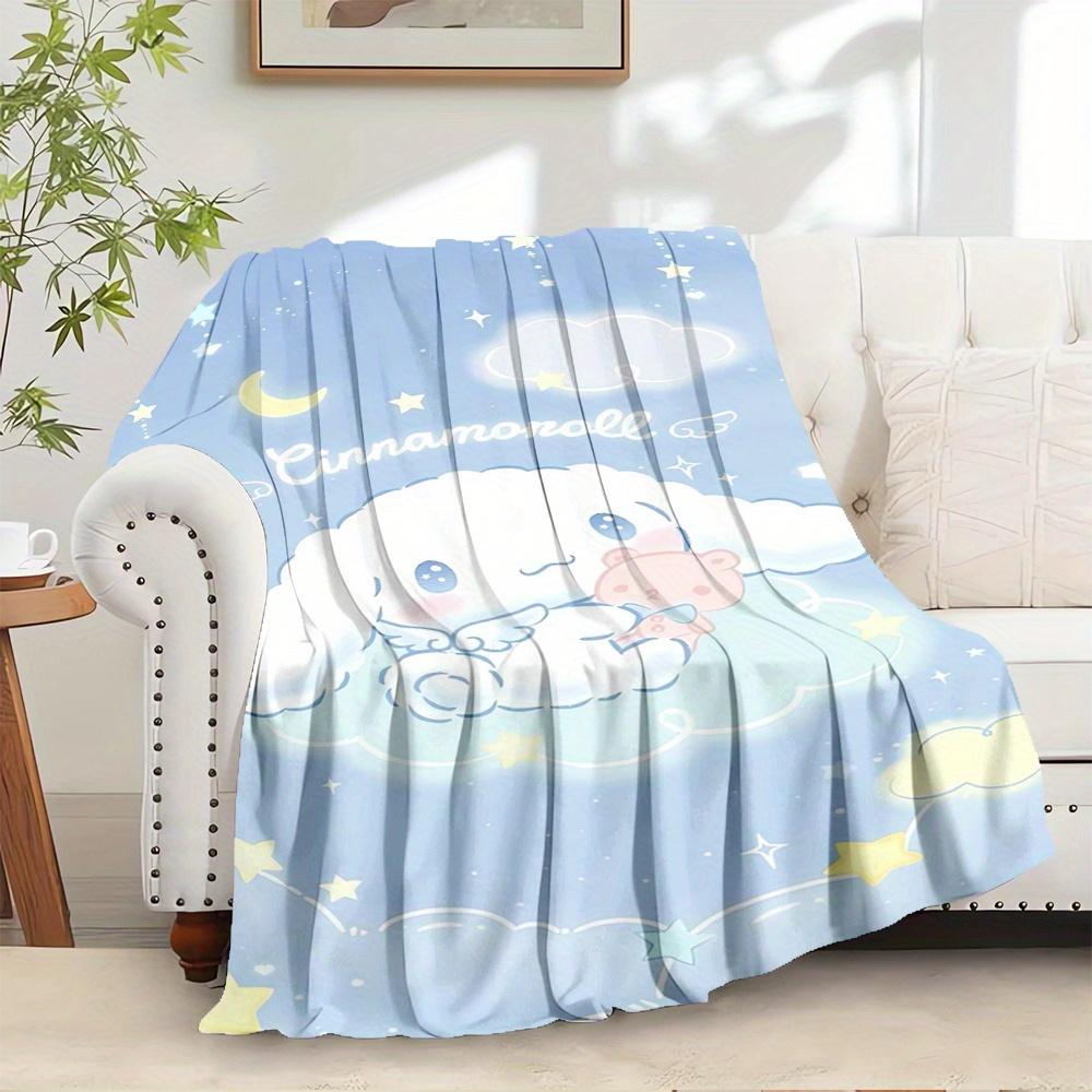

1pc Cinnamonroll, Cloud, CuteDigital Print Flannel Throw Blanket, Super Soft Plush Fleece Bedspread, Multipurpose All-Season Hypoallergenic 130x150cm