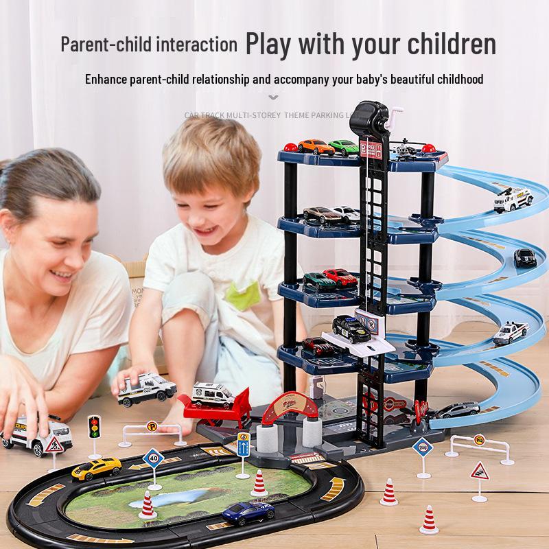 Kids' Multi-Level Alloy Car Parking Adventure Puzzle Playset