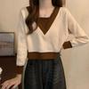 Women's Knitted Short Sweater - Niche Collar, Autumn/Winter & Spring Design