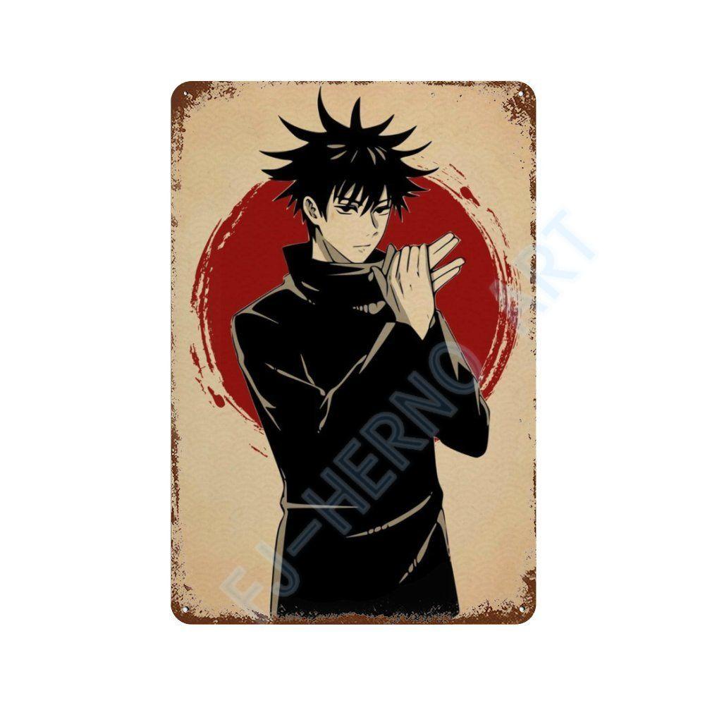 Japan Retro Anime Demon Slayer My Hero Academia Jujutsu Kaisen Metal Tin Sign Plaque Wall Art Home Kids Room Decorative Plates