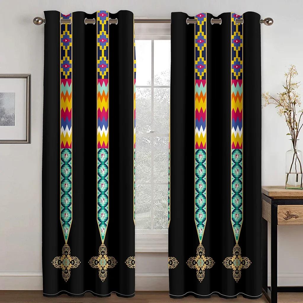 Ethiopian and Eritrean Traditional Curtains for Living Room Set Tilet Design High Quality Polyester Fabric Cortinas