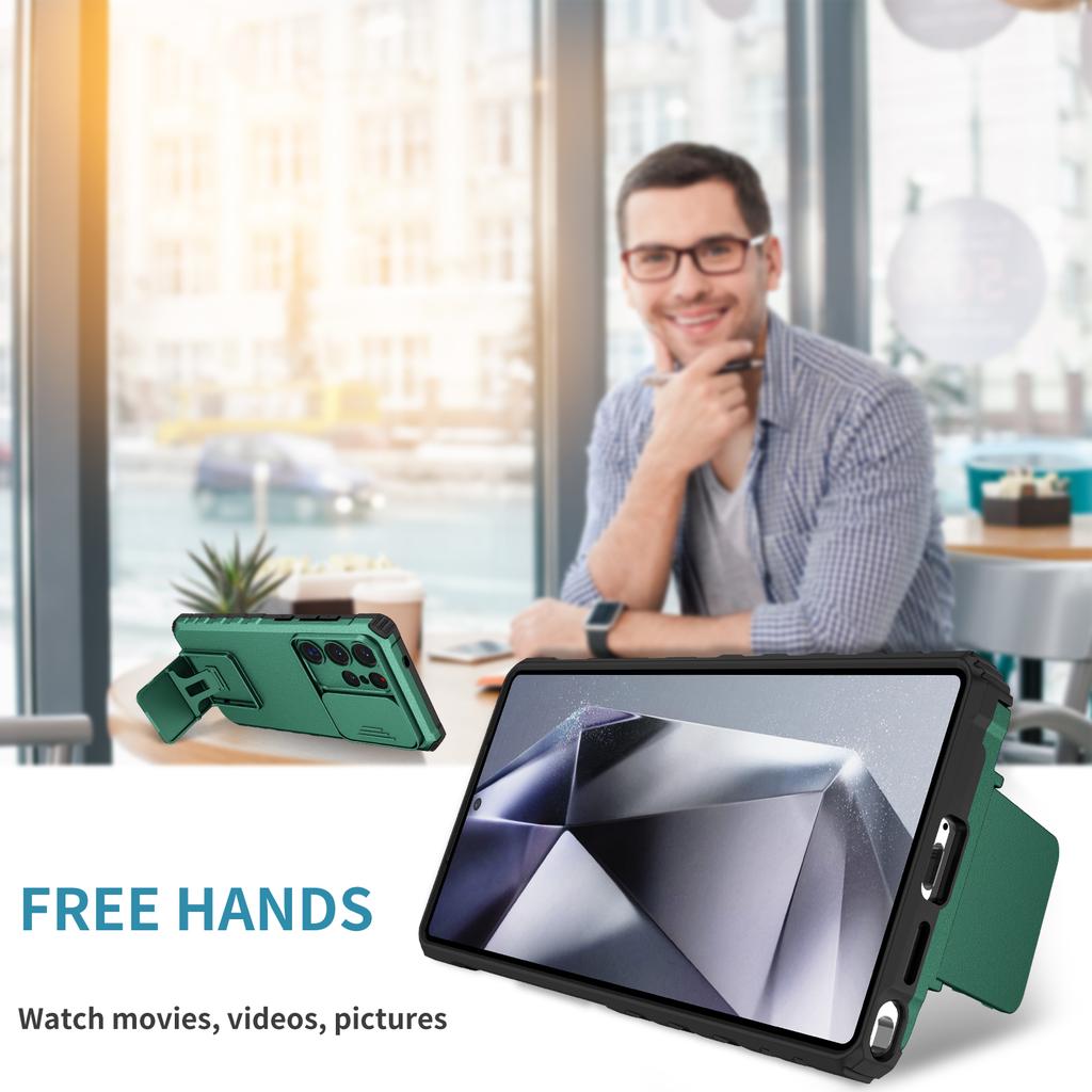 For Samsung Galaxy S25 Ultra Case Camera Slider PC + TPU Phone Cover with Kickstand