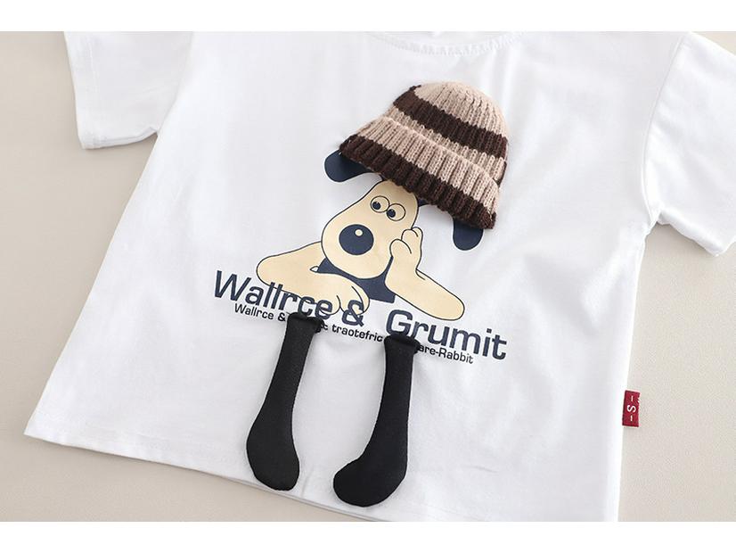 2025 Boys' Cartoon Short-Sleeve Street Style Two-Piece Summer Set