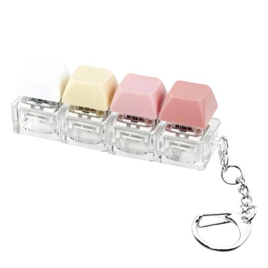 

Keyboard Fidget Toy 4-in-1 Keyboard Decompression Button Finger Clicker Toy 4-Keys Fidget Keychain Work Travel Stress Relief Desk
