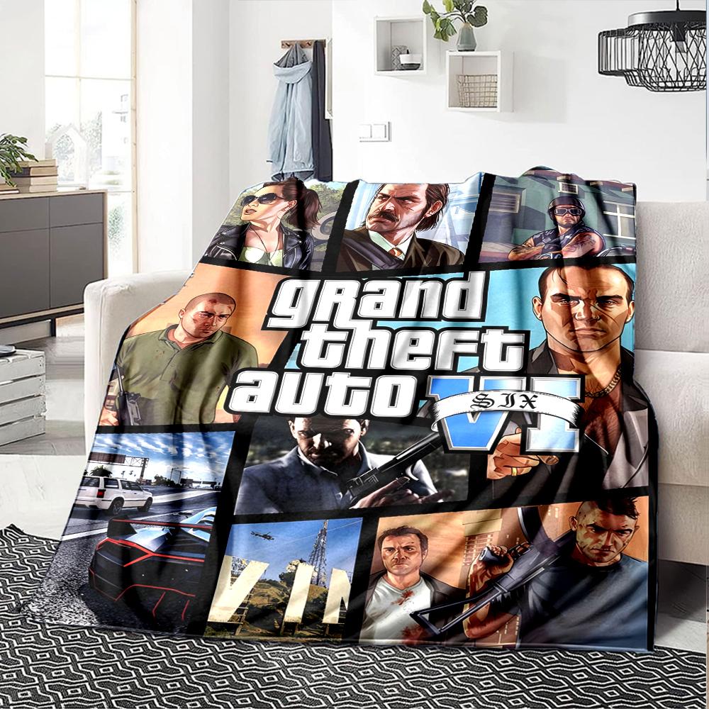 1pc GTA Blanket, Gift, for Men and Women, Soft Blanket, Good for Sofa Bed Couch Travel, Lightweight Flannel Blanket
