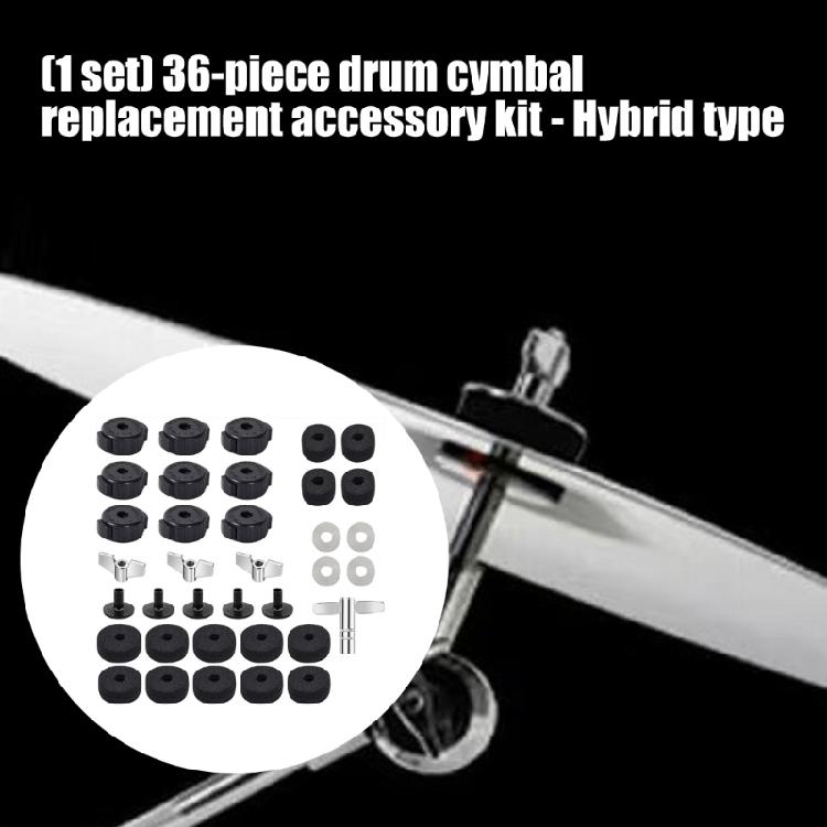 Essential Drum Cymbal Accessories 36 Piece Collection Contains Felts Wing Bolts Washers Sleeves And Key For Reliable Function