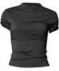Peulleeoeob Asymmetrical Draped Mock Neck T-Shirt (Fl-126_Black)
