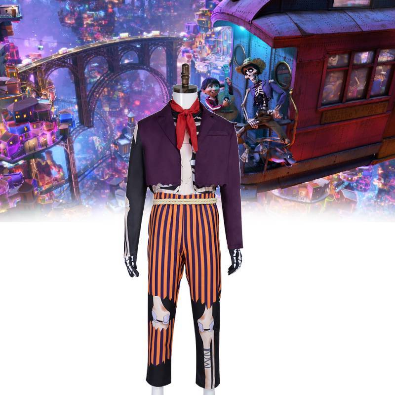 Tuta Cosplay Coco Da De Muertos Costume di Halloween in Poliestere per Adulti
