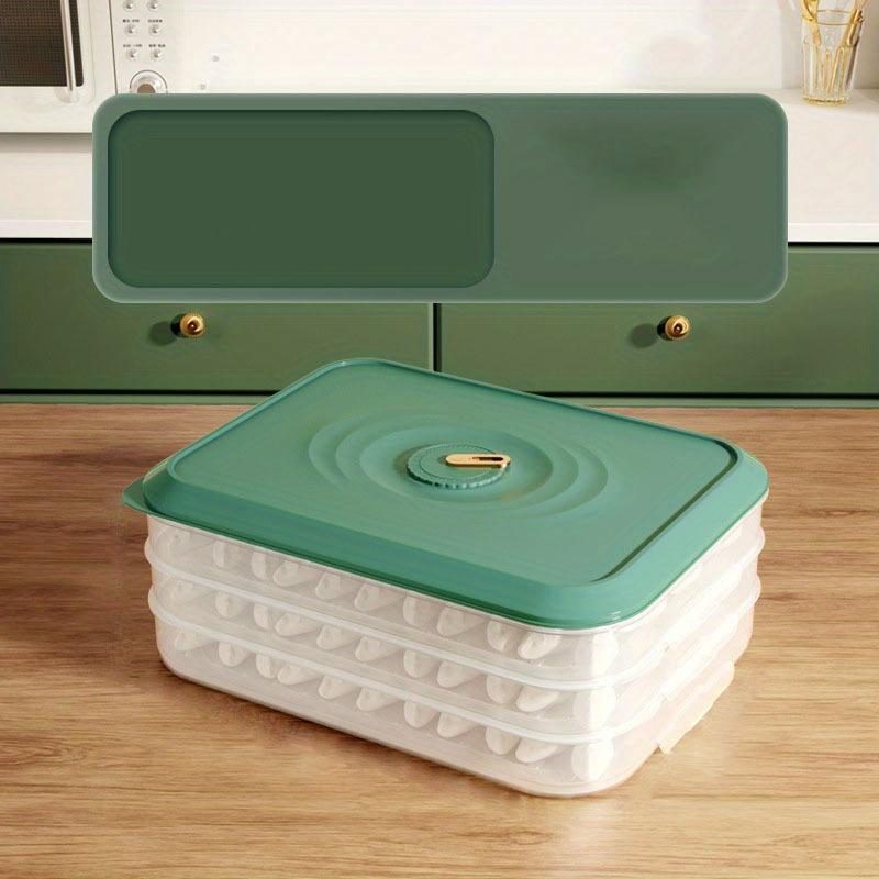 1PC Stackable Large Capacity Dumpling Box Transparent Wonton Food Freezing Box Plastic Cover Refrigerator Kitchen Storage Box