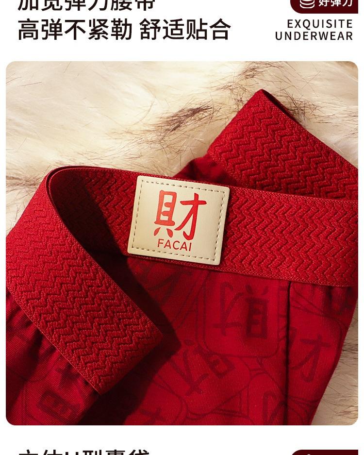 Men's Embroidered Boxer Shorts In Red, Celebrating the New Year and Bringing Good Luck To the Home