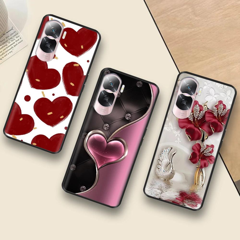 Carcasă pentru Honor 90 Lite 5G Carcasă pentru Honor 90 Smart Floare Silicon Lichid Moale Carcasă Telefon Pentru Honor 90 Pro Carcase Honor90 Husa 90Lite