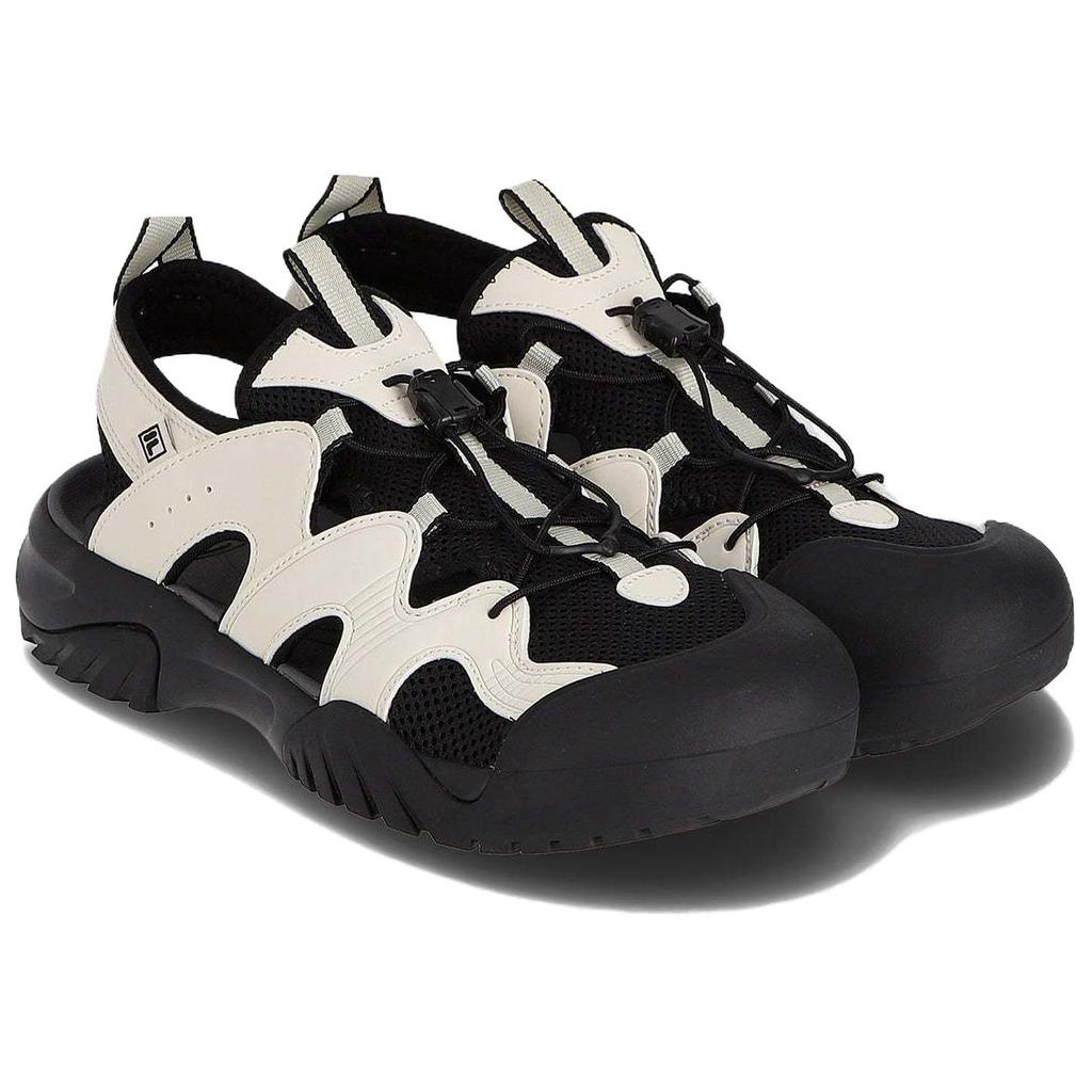 FILA Payto Sandals V2 Synthetic Leather Comfortable Versatile Water Shoes Unisex sandals Beige Black FS262SD03X004013