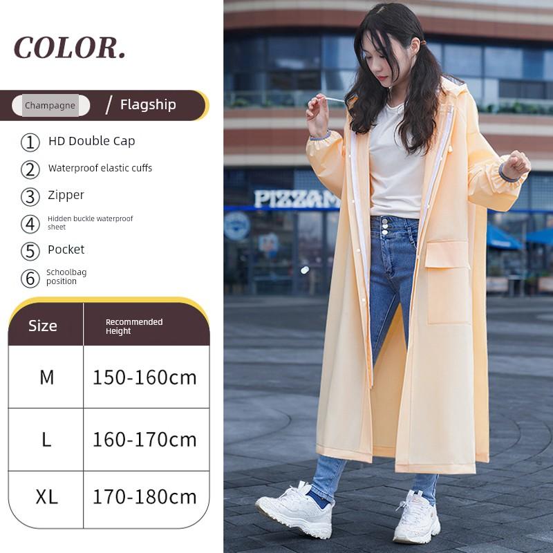 Women's Long Raincoat for Single Person, Full-Body Protection Against Heavy Rain, Suitable for Electric Scooters, Men's Adult Outerwear Raincoat