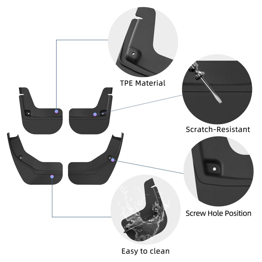 for Xiaomi SU7 2024-2026 Hidden Mud Guards Car Accessories Tire Mud Fenders Kit Black 4Pcs