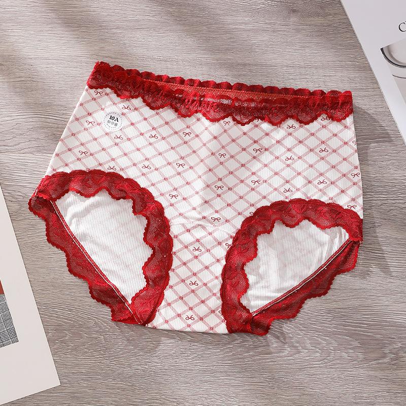 Big Size Female Spring Summer Marriage This Year Red Lace 10a Antibacterial Extended Crotch Triangle Briefs