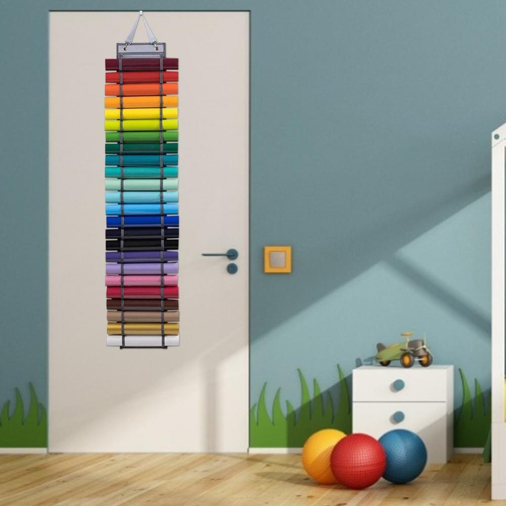 Wall Mount Vinyl Storage Organizer Rolls Holder Wall Hang Pocket Door Hanging Bag  Behind The Door